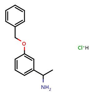 Chemical structure of 1-(3-(benzyloxy)phenyl)ethan-1-amine hydrochloride , CAS 123983-07-3, AChemBlock AD284357
