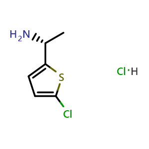Chemical structure of (R)-1-(5-chlorothiophen-2-yl)ethan-1-amine hydrochloride , CAS 1257106-67-4, AChemBlock AD284359