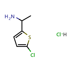 Chemical structure of 1-(5-chlorothiophen-2-yl)ethan-1-amine hydrochloride , CAS 1782629-35-9, AChemBlock AD284360