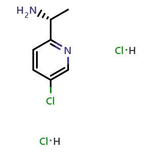 Chemical structure of (R)-1-(5-chloropyridin-2-yl)ethan-1-amine dihydrochloride , CAS 1807920-90-6, AChemBlock AD284362
