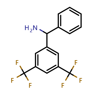Chemical structure of (3,5-Bis(trifluoromethyl)phenyl)(phenyl)methanamine , CAS 742097-73-0, AChemBlock AD284366