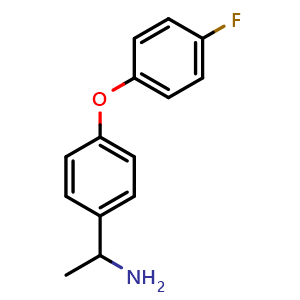 Chemical structure of 1-(4-(4-fluorophenoxy)phenyl)ethan-1-amine , CAS 177842-45-4, AChemBlock AD284371