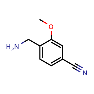 Chemical structure of 4-(aminomethyl)-3-methoxybenzonitrile , CAS 182159-14-4, AChemBlock AD284376