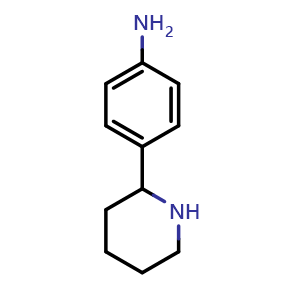 Chemical structure of 4-(piperidin-2-yl)aniline , CAS 1023277-38-4, AChemBlock AD284377