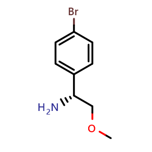 Chemical structure of (R)-1-(4-bromophenyl)-2-methoxyethan-1-amine , CAS 1270150-95-2, AChemBlock AD284381