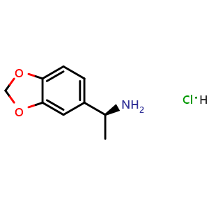 Chemical structure of (S)-1-(benzo[d][1,3]dioxol-5-yl)ethan-1-amine hydrochloride , CAS 1642301-09-4, AChemBlock AD284383