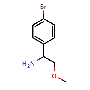 Chemical structure of 1-(4-bromophenyl)-2-methoxyethan-1-amine , CAS 1270557-79-3, AChemBlock AD284386