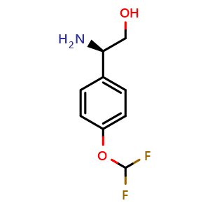 Chemical structure of (R)-2-amino-2-(4-(difluoromethoxy)phenyl)ethan-1-ol , CAS 1213855-52-7, AChemBlock AD284394