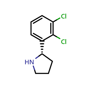 Chemical structure of (S)-2-(2,3-dichlorophenyl)pyrrolidine , CAS 1228571-05-8, AChemBlock AD284395