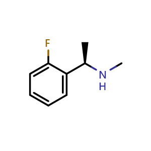 Chemical structure of (R)-1-(2-fluorophenyl)-N-methylethan-1-amine , CAS 1212121-08-8, AChemBlock AD284396