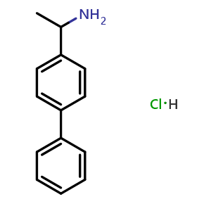 Chemical structure of 1-([1,1'-biphenyl]-4-yl)ethan-1-amine hydrochloride , CAS 55005-32-8, AChemBlock AD284398