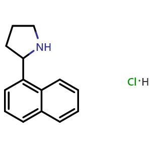 Chemical structure of 2-(naphthalen-1-yl)pyrrolidine hydrochloride , CAS 1197235-46-3, AChemBlock AD284401