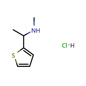 Chemical structure of N-methyl-1-(thiophen-2-yl)ethan-1-amine hydrochloride , CAS 857546-98-6, AChemBlock AD284410
