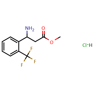 Chemical structure of methyl 3-amino-3-(2-(trifluoromethyl)phenyl)propanoate hydrochloride , CAS 2580189-51-9, AChemBlock AD284412