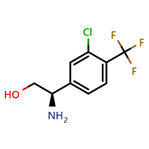 Chemical structure of (R)-2-amino-2-(3-chloro-4-(trifluoromethyl)phenyl)ethan-1-ol , CAS 1213466-53-5, AChemBlock AD284422