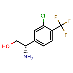 Chemical structure of (S)-2-amino-2-(3-chloro-4-(trifluoromethyl)phenyl)ethan-1-ol , CAS 1212810-68-8, AChemBlock AD284423