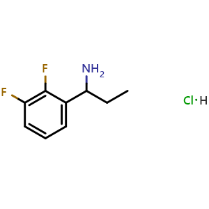 Chemical structure of 1-(2,3-difluorophenyl)propan-1-amine hydrochloride , CAS 2734039-54-2, AChemBlock AD284424