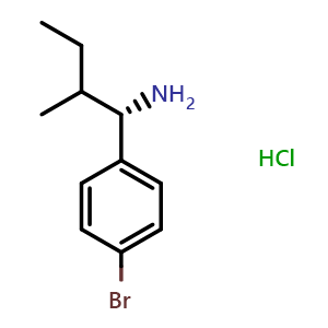 Chemical structure of rac-(1R)-1-(4-bromophenyl)-2-methylbutan-1-amine hydrochloride , CAS 1822327-57-0, AChemBlock AD284425