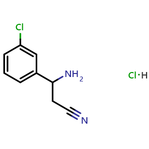 Chemical structure of 3-Amino-3-(3-chlorophenyl)propanenitrile hydrochloride , CAS 2708287-77-6, AChemBlock AD284430