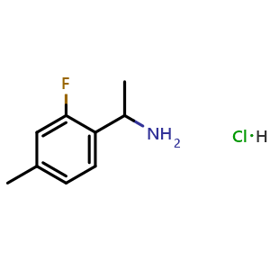 Chemical structure of 1-(2-Fluoro-4-methylphenyl)ethan-1-amine hydrochloride , CAS 2206265-54-3, AChemBlock AD284435