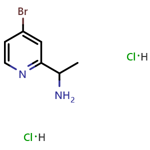 Chemical structure of 1-(4-bromopyridin-2-yl)ethan-1-amine dihydrochloride , CAS 2470437-89-7, AChemBlock AD284436