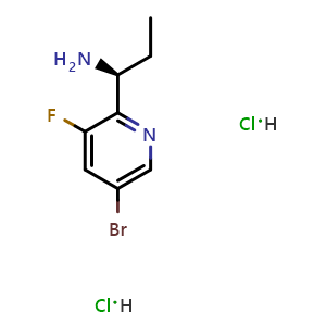 Chemical structure of (S)-1-(5-bromo-3-fluoropyridin-2-yl)propan-1-amine dihydrochloride , CAS 1391559-66-2, AChemBlock AD284437
