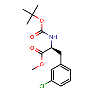 Chemical structure of methyl (S)-2-((tert-butoxycarbonyl)amino)-3-(3-chlorophenyl)propanoate , CAS 851967-77-6, AChemBlock AD284442