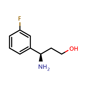 Chemical structure of (R)-3-Amino-3-(3-fluorophenyl)propan-1-ol , CAS 1213834-21-9, AChemBlock AD284448