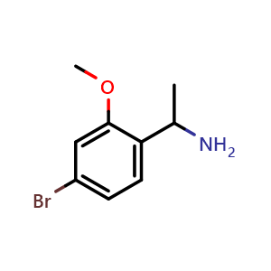 Chemical structure of 1-(4-bromo-2-methoxyphenyl)ethan-1-amine , CAS 138228-13-4, AChemBlock AD284450