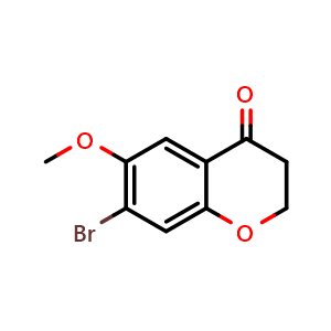 Chemical structure of 7-Bromo-6-methoxychroman-4-one , CAS 40492-56-6, AChemBlock AD284451