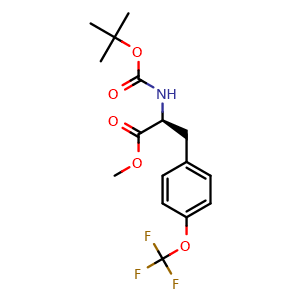 Chemical structure of N-[(1,1-Dimethylethoxy)carbonyl]-O-(trifluoromethyl)-L-tyrosine methyl ester , CAS 1325730-41-3, AChemBlock AD284452