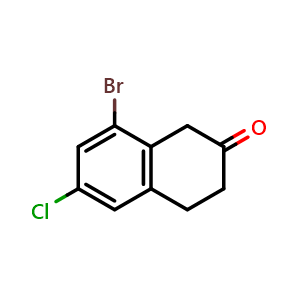 Chemical structure of 8-Bromo-6-chloro-3,4-dihydronaphthalen-2(1H)-one , CAS 1337842-38-2, AChemBlock AD284456