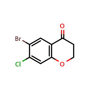 Chemical structure of 6-Bromo-7-chlorochroman-4-one , CAS 1273660-61-9, AChemBlock AD284457