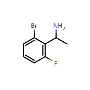 Chemical structure of 1-(2-Bromo-6-fluorophenyl)ethan-1-amine , CAS 1270569-50-0, AChemBlock AD284463