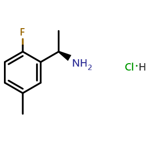 Chemical structure of (R)-1-(2-fluoro-5-methylphenyl)ethan-1-amine hydrochloride , CAS 1217465-66-1, AChemBlock AD284480