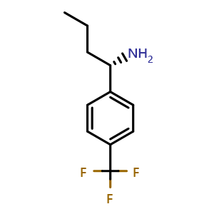 Chemical structure of (S)-1-(4-(trifluoromethyl)phenyl)butan-1-amine , CAS 869318-95-6, AChemBlock AD284483