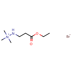 Chemical structure of 2-(3-ethoxy-3-oxopropyl)-1,1,1-trimethylhydrazinium bromide , CAS 76144-84-8, AChemBlock AD284486