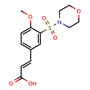 Chemical structure of (2E)-3-[4-Methoxy-3-(morpholin-4-ylsulfonyl)phenyl]acrylic acid , CAS 296261-83-1, AChemBlock AD284487