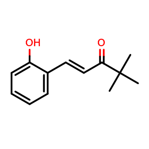 Chemical structure of (1E)-1-(2-hydroxyphenyl)-4,4-dimethylpent-1-en-3-one , CAS 55210-65-6, AChemBlock AD284495