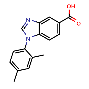 Chemical structure of 1-(2,4-dimethylphenyl)-1H-benzo[d]imidazole-5-carboxylic acid , CAS 452088-78-7, AChemBlock AD284502