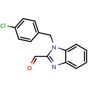 Chemical structure of 1-(4-Chlorobenzyl)-1H-benzimidazole-2-carbaldehyde , CAS 537010-34-7, AChemBlock AD284507