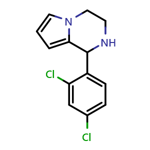Chemical structure of 1-(2,4-dichlorophenyl)-1,2,3,4-tetrahydropyrrolo[1,2-{a}]pyrazine , CAS 1024471-90-6, AChemBlock AD284511