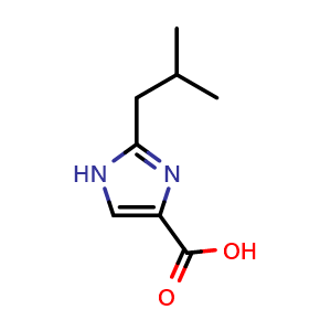 Chemical structure of 2-(2-methylpropyl)-1H-imidazole-4-carboxylic acid , CAS 1211537-64-2, AChemBlock AD284516