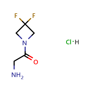 Chemical structure of 2-Amino-1-(3,3-difluoroazetidin-1-yl)ethan-1-one hydrochloride , CAS 3009885-36-0, AChemBlock AD284518