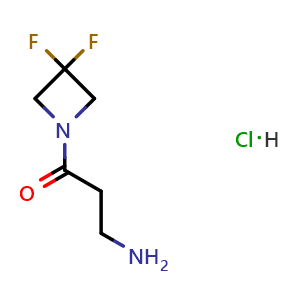 Chemical structure of 3-Amino-1-(3,3-difluoroazetidin-1-yl)propan-1-one hydrochloride , CAS 3081979-79-2, AChemBlock AD284519