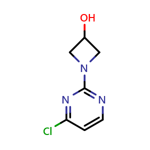 Chemical structure of 1-(4-Chloropyrimidin-2-yl)azetidin-3-ol , CAS 2600399-89-9, AChemBlock AD284520