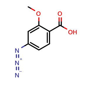 Chemical structure of 4-Azido-2-methoxybenzoic acid , CAS 102362-19-6, AChemBlock AD284534