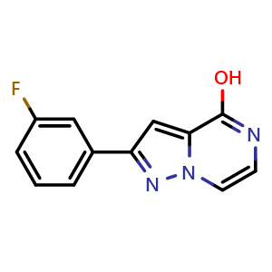 Chemical structure of 2-(3-Fluorophenyl)pyrazolo[1,5-a]pyrazin-4-ol , CAS 1338651-03-8, AChemBlock AD284548