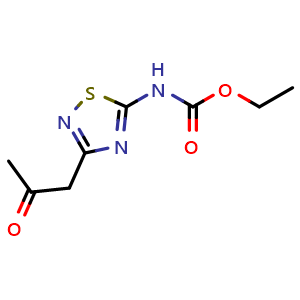 Chemical structure of Ethyl (3-(2-oxopropyl)-1,2,4-thiadiazol-5-yl)carbamate , CAS 64572-97-0, AChemBlock AD284551