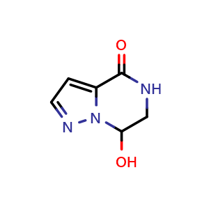 Chemical structure of 7-Hydroxy-4H,5H,6H,7H-pyrazolo[1,5-a]pyrazin-4-one , CAS 1454587-62-2, AChemBlock AD284556